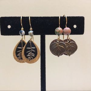 2 Pair Jody Coyote Earrings with Leaves
